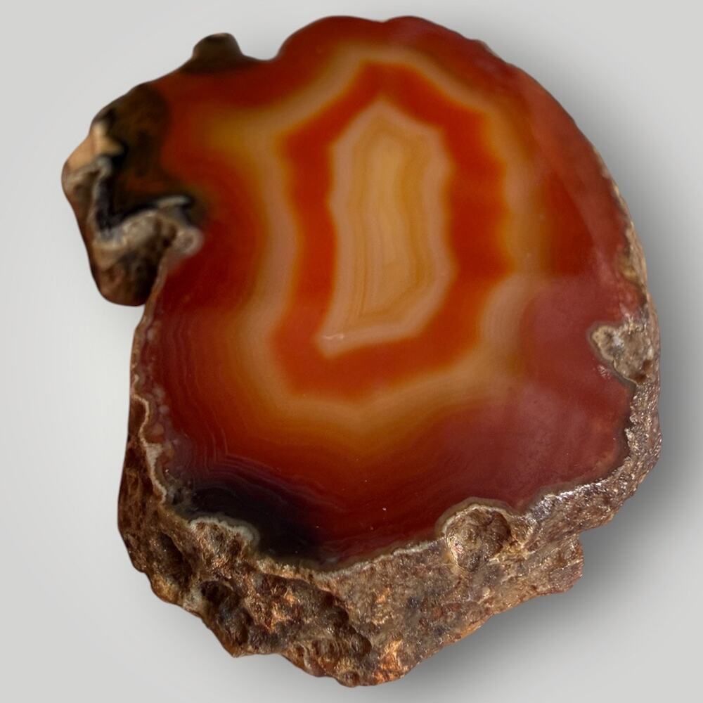Vintage Natural Agate Slice Pendant Necklace Wood Beads 1/20 14K GF 15 inch - Picture 4 of 11